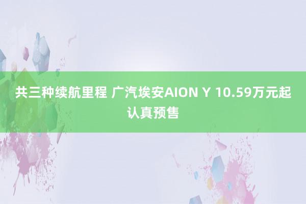共三种续航里程 广汽埃安AION Y 10.59万元起认真预售